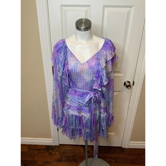 LoveShackFancy Purple Blue Watercolor Rain Drop Moxie Dress NWT $495, Size 8 - Picture 4 of 9